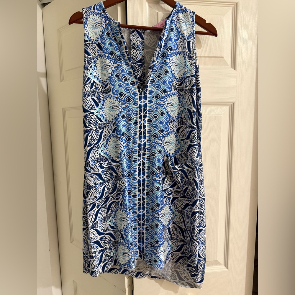 Lilly Pulitzer Blue and White Floral Kelby Shift Dress